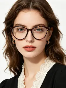 Classic Leopard Print Eyeglass Frames, 90s Retro Style, Blue Light Blocking, Office Commute Women, Vintage Aesthetic, Versatile Fashion, Vintage Eyeglasses