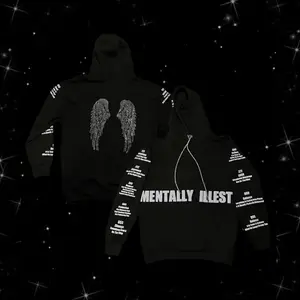 WHITE REFELECTIVE TMI ANGEL WING HOODIE BLACK