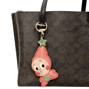 Cute Decor Cartoon Handmade Bag Charm French Lambskin Leather Hand Saddle Stitched Smooth Grain Leather Purse Pendant Soft Leather Accessory Handbag Keychain Cute Daily Gift For Ladies