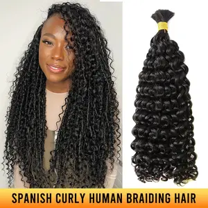 Ygwigs Double Drawn Spanish Curly Bulk Human Hair Extensions for Braiding