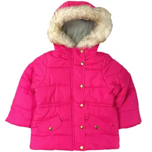 Carter's Toddler Girls' Faux Fur Trim Fleece Lined Coat, Hot Pink, 4T