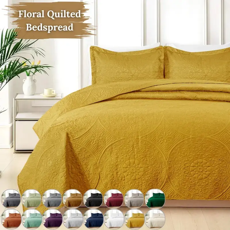 Lightweight Quilted Bedspreads Twin/Queen/King - 3 Piece Set with 2 Pillow Shams - Soft Bedding for All Seasons - Premium Quality - Ultra-soft & Durable - Perfect for Gifting