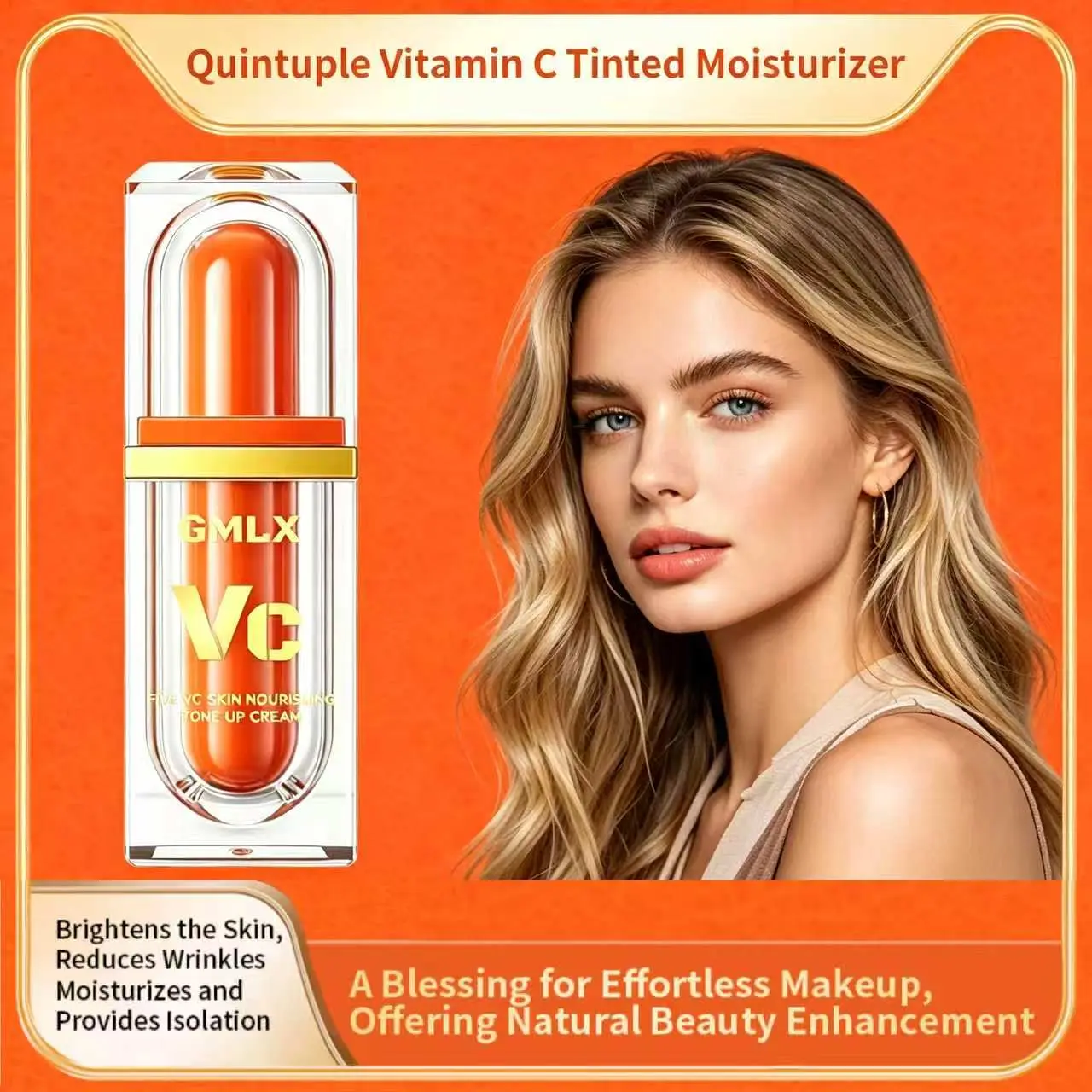 GMLX Quintuple Vitamin C Tinted Moisturizer Brightens  Reduces Wrinkles Provides Isolation for Effortless Makeup Natural Beauty Enhancement  daily radiant