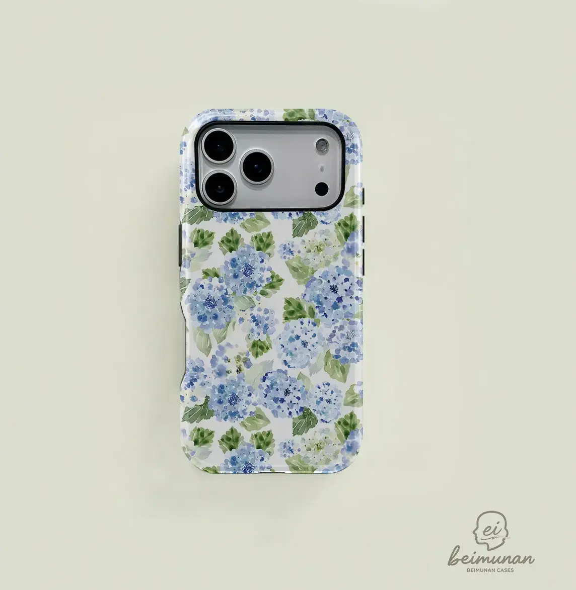 Blue Hydrangea Girly Aesthetic Summer Spring Flowers Fashion Cute 2 in 1 Phone Case, Durable Shock Absorbing Stylish Design | Fit for iPhone 17 16 15 14 13 12 11 Pro Max Pro Plus, Samsung Galaxy S26 S25 FE S24 Plus S23 Ultra, Smartphone, Local, Protection