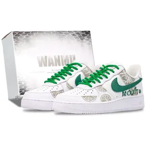 Nike Air Force 1 Low-Top Sneakers for Men in White and Green with Leather Upper and Durable Design