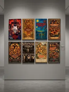 Premium-Quality Creative Retro stranger Thing Poster Set 8-Piece Collection for Fans Ideal Room Decor for Boys Girls Children Framed Unframed Options