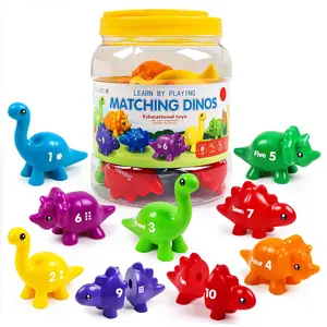Dinosaur Number Color Matching Educational Toy Set, Math Enlightenment Parent-Child Interactive Playset, 1 Box of 10 Pieces
