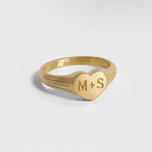 Steel Bonds - Tarnish resistant engravable heart ring. Suitable for everyday wear!