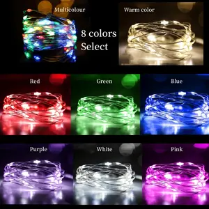 8Pcs 39/78/118/196Inch 8Colors For Warm White/Multicolor/Red/Green/Blue/Pink/Purple/White, 3Modes Copper Fairy LED Ambient String Lights for DIY Party/Wedding/Christmas/Starry Sky Lights/Birthday/Room Layout/Camping/Flower/Cake/Toy Decoration