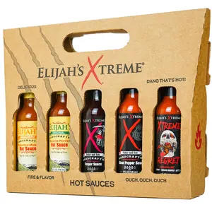 Elijah's Xtreme Starter Hot Sauce Pack - 5 Bottles Variety Pack Including: Pineapple-Mango, Original, Ghost, Xtreme Regret, Reaper Sauce - Flavor Dip, 5 Bottles Sambal Chili Jalapeno Spicy, Mild to Very Hot, Gluten Free