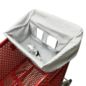 Portable Shopping Cart Cover, High Chair and Grocery Cart Covers for Babies, Kids, Infants & Toddlers, Attached Carry Bag (Gray Chevron)