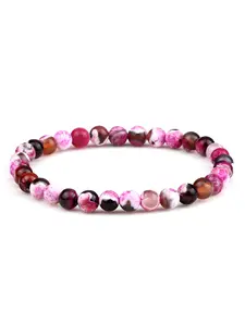 Handmade Synthetic Agate Bracelet, Men's 6mm Stone Bead Yoga Healing Elastic Band, Women's Jewelry Friend Gift, Boho Style, All Seasons