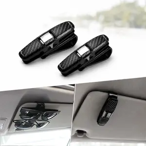2 Pack Car Sun Visor Glasses Holder – Sunglasses & Eyeglasses Clip with Ticket Card Slot, Secure Mount for Easy Access