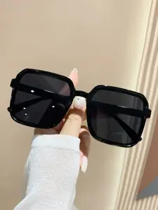 Unisex Fashion Classic Square Large Frame Glasses, Casual Travel Accessories, All Seasons Decorative Lenses, Plain Pattern