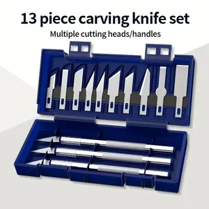 Metallic Carving Knives Set, 13pcs/set Art Seal Cutting Manual Combination Paper Cuttings Non-slip Gadget DIY Precision Repair Tool