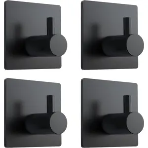 4 Pack Adhesive Hooks, Adhesive Towel Hooks Waterproof Self Adhesive Shower Wall Hooks Stainless Steel Stick on Hooks Heavy Duty Sticky Hooks for Bathroom Kitchen Livingroom Camper