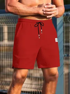 Men's Plus Size Shorts, Breathable Menswear, Breathable Bubble Grid Fabric, Loose Fit, Drawstring Waist, Versatile for Daily Commute & Sports Casual Wear