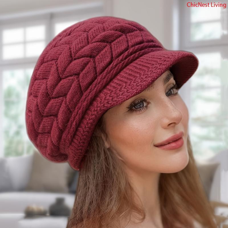[Winter Beanie Hat] Women's Winter Slouchy Beanie Hat - Thick Cable- Ear Flaps & Fringe Trim, Soft Stretchy Warm for Cold Weather, Machine Washable, Cozy Bonnet (No-Sew Fitting) - Blonde Blonde Hair-Friendly Accessory
