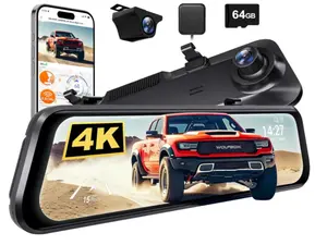 WOLFBOX G850 PRO 4K Mirror Dash Cam with ADAS and BSD, Smart Rear View Mirror with 5.8GHz WiFi, Voice Control, 12 inches Camera Includes 64GB Card, GPS, G-Sensor, Loop Recording Hd Driving Recorder Automotive Video Recorder TikTokShopHolidayHaul