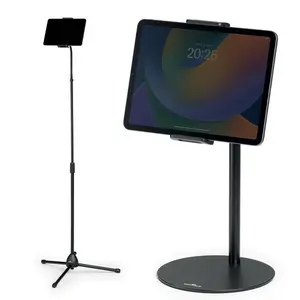 DURABLE TWIST COMBI Black Table and Floor Tablet, iPad, iPhone, Android Stand, Foldable Tripod with Convenient Bag, Height Adjustable, 360° Rotation, Record Your Own Content, Perfect for GRWM, Taking Photos, Cooking and more