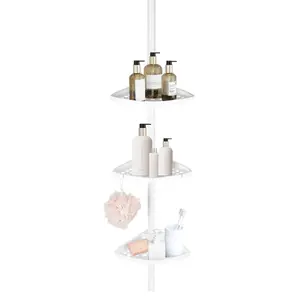 Rustproof Shower Caddy Corner for Bathtub Storage Organiser Racks Shelf Slide Steel Adjustable