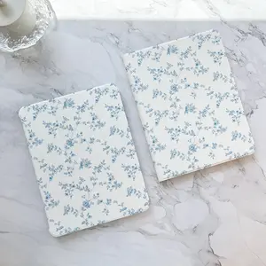 Blue Floral Tri-Fold Flip Case with Pen Holder for iPad Air 4th/5th (10.9-Inch) 7/8/9th (10.2-Inch) 5th/6th/Air1/Air2 (9.7Inch) Air 3rd (10.5-Inch) Pro (11-Inch) 10th Generation - Lightweight, Non-Slip, Adjustable Stand
