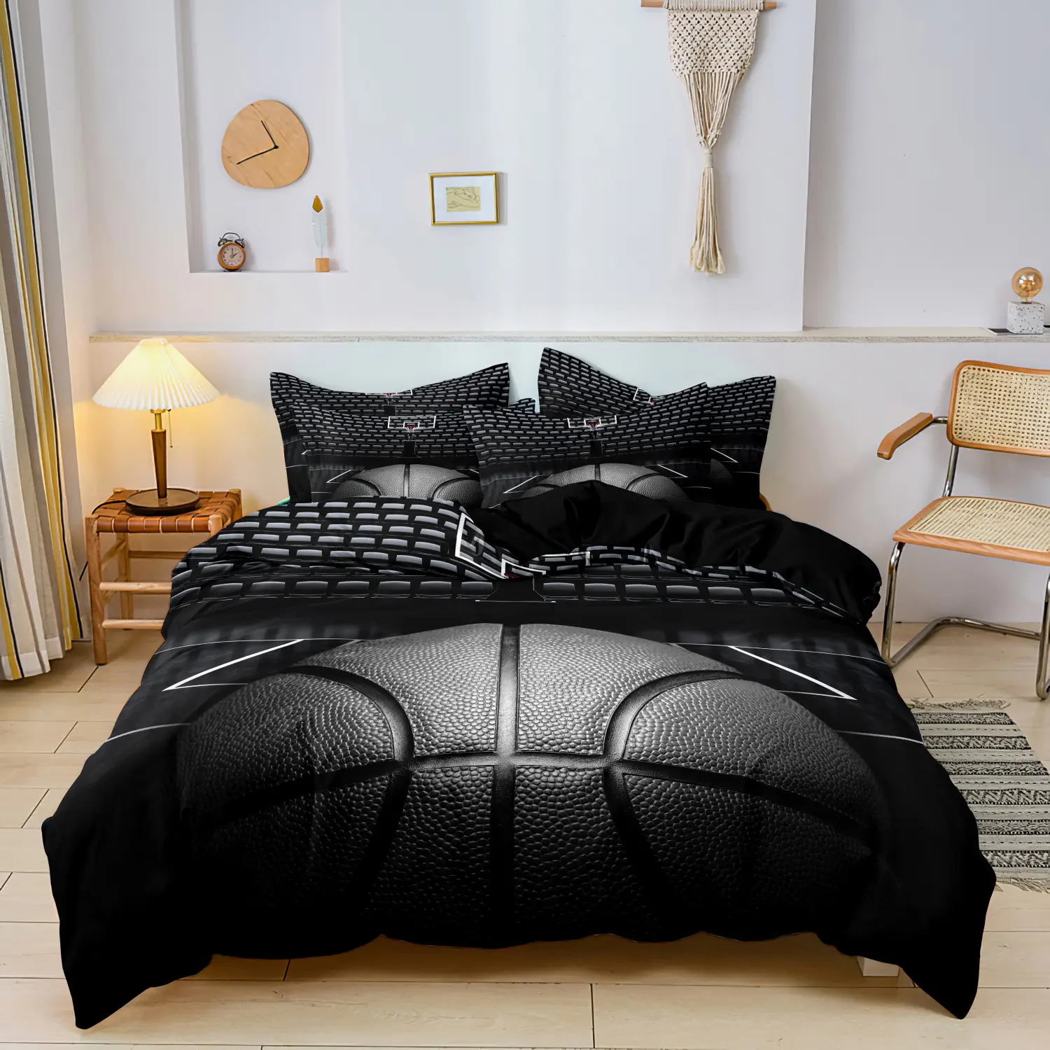 3pcs Sports Basketball Duvet Cover Set (1 Duvet Cover + 2 Pillowcase ), Soft And Breathable Comfy Bed Sets HD Printing Decorative Bedroom Bedding Set For Home Dormitory