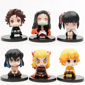 Demon Slayer 6th Generation Collectible Action Figure Set - 6 Sitting Posture Figures (Tanjiro Kamado, Nezuko, Makomo Included), Multi-Size Foreign Trade Ornaments, Ages 12+ Toys & Hobbies Display Collectible Set