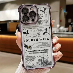 Phone case: Fashionable New Phone Case Inspired by The Novel 'Fourth Wing', Designed to Fit Various iPhone Including The 17 Series, Featuring a Shockproof Transparent Soft Back, Ideal for Everyday Use, with an Anime Style And UV Printing.