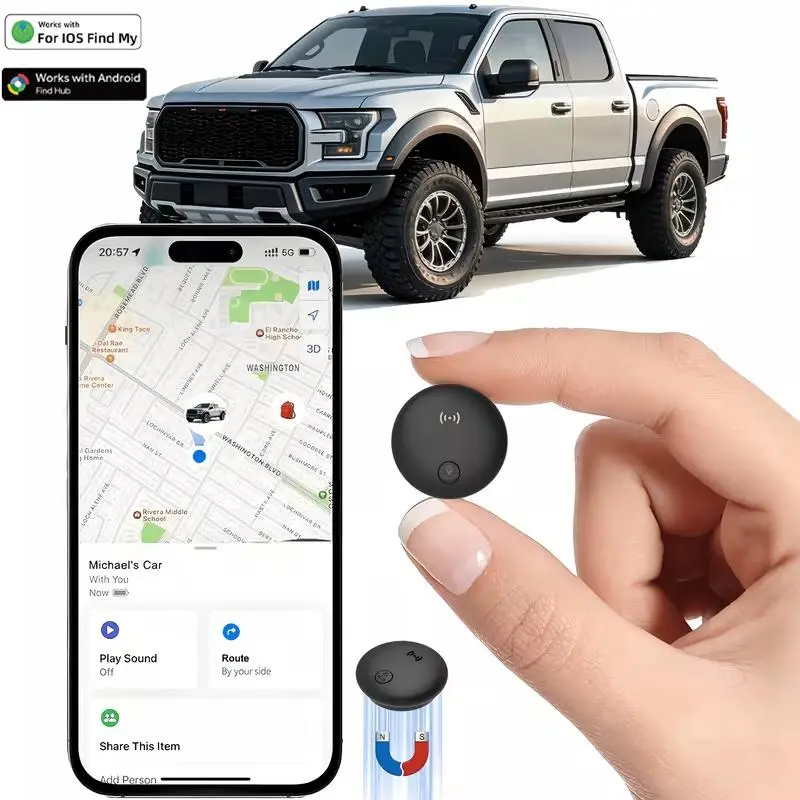 Car GPS Tracker - Built-in Strong Magnet, Magnetic Mini Vehicle Tracker, Real-Time Vehicle Tracking, No Monthly Fees/No SIM Card Required (Compatible with Android's "Find Hub" And IOS's "Find My" Features), Global Anti-theft Device Suitable For Car, Truck
