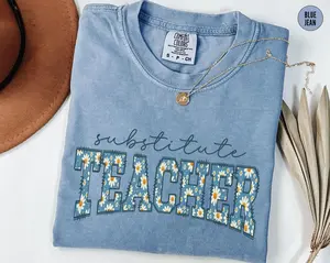 Comfort Colors Substitute Teacher Shirt, Daisy Substitute Educator  Instructor TShirt, School Sub Graphic Tees, Back To School Gift, Teaching Shirt