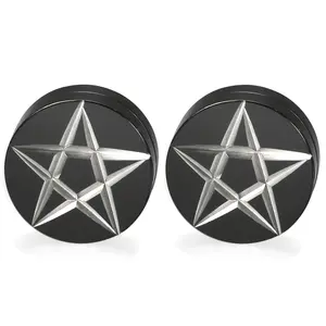 OIDEA Engraved Star Magnetic Stud Earrings, Non-Piercing 316L Stainless Steel Ear Jewelry for Men and Women