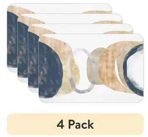 Blue Abstract Reversible Flexible Plastic Placemat (4 Pack) - Coasters & Tableware