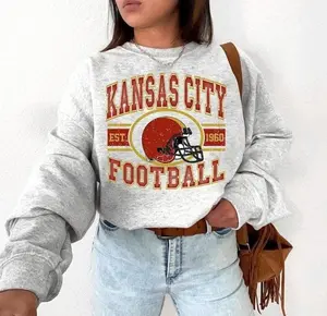 [SALE OFF TO 35%] Vintage Style Kansas City Football Sweatshirt, KC Crewneck, Football Fan Gift, Game Day Shirt, Streetwear Graphic Tee