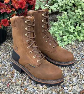 R. Watson Men's Brown Leather Waterproof Composite Toe Insulated Logger Work Boots RW1300-CT-WI
