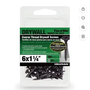 Fas-n-Tite Coarse Thread Drywall Screws, #6 x 1-1/4" Interior Screws, Phillips, 100 pack
