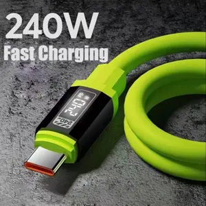 240w PD Fast Charging Cable, Dual Type-C Quick Charge Data Line, 11.81 Inch, Soft Silicone Material, Compatible with Samsung Huawei Xiaomi Oppo Vivo