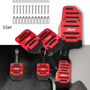 3-Piece Car Anti-Slip Aluminum Pedal Pads, Manual Brake Pedal Cover, Sporty Gas Clutch Foot Pad, Wear-Resistant, Fits Cars, Suvs, Atvs