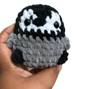 Handmade Crochet Penguin Soft Plushie in Fuchsia Pink Purple or Black White Cozy Velvet Chenille Yarn Cuddly Gift for All Ages 3.5–4inches Tall