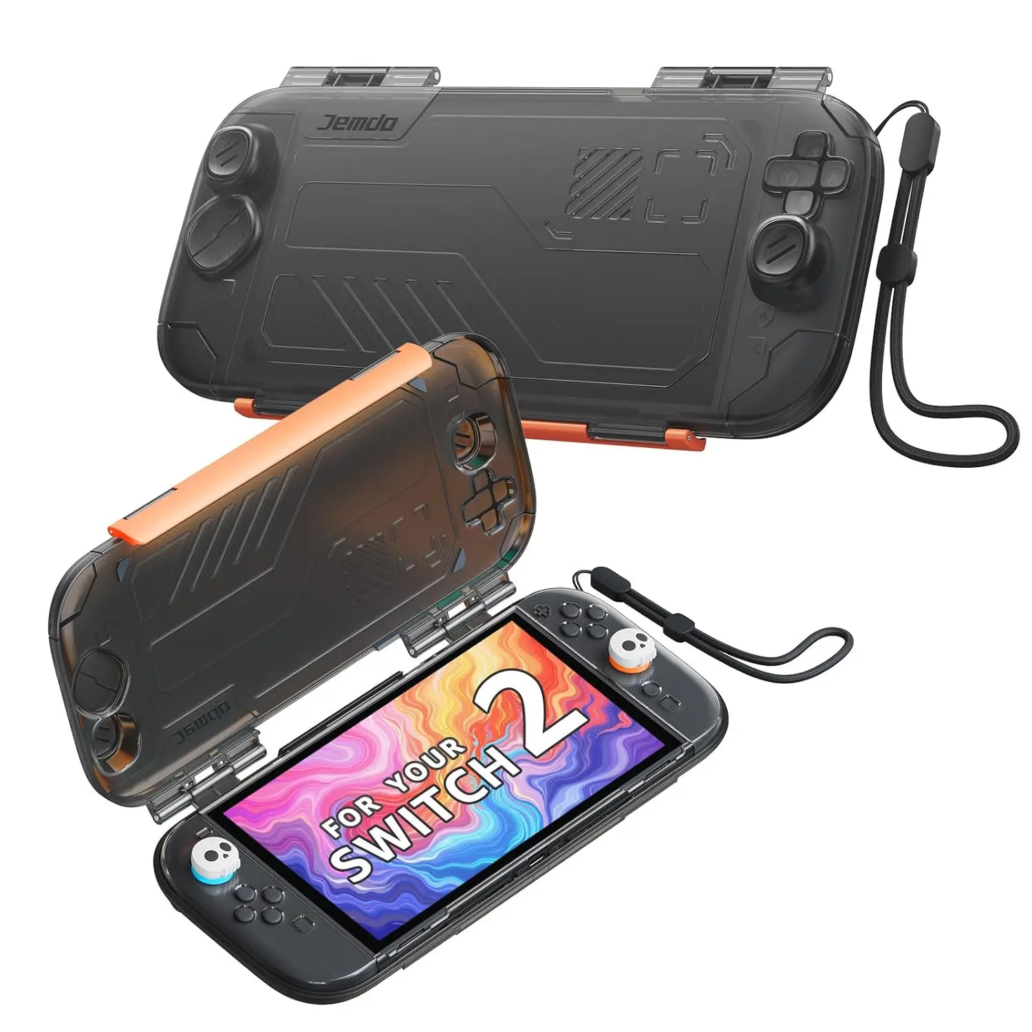 Jemdo Luxury Custom Shockproof Hard Storage Carry Case for Nintendo Switch 2 Console, Portable Travel Bag with Game Card Slots, Silicone Joystick & Controller Protective Box (Gaming Console Accessories)