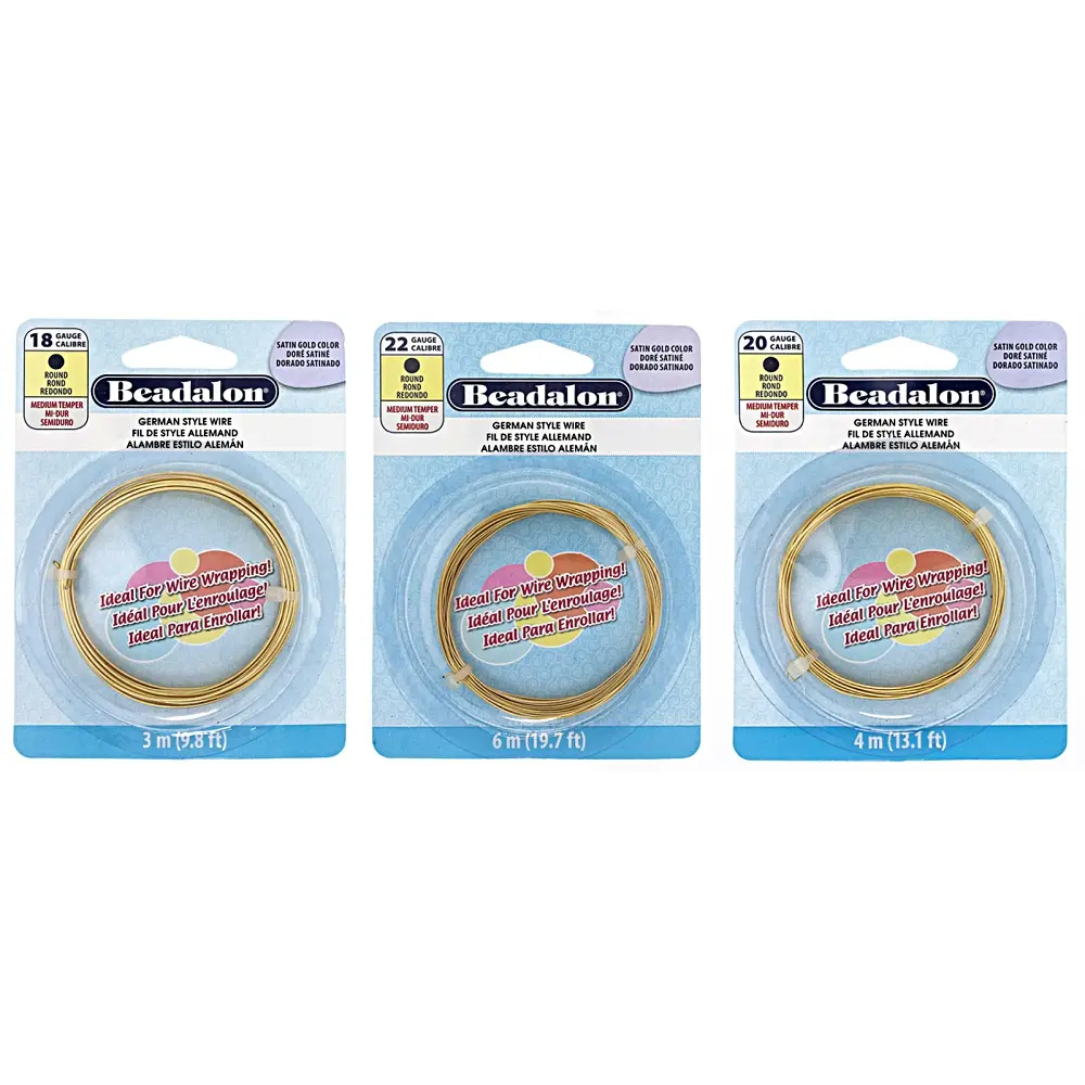 JTV Gold Tone German Style Round Wire 18, 20, & 22 Gauge Set Total of 13 Meters