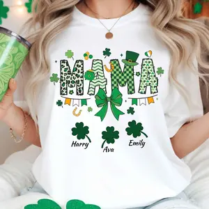 Mama Shamrock Shirt With Kids Names St Patricks Day Mom Outfits