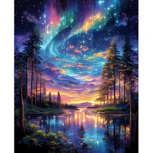 DIY Starry Night Tree Paint by Numbers Kit on Canvas for Adults Beginners 16x20 Inch Acrylic Painting Art for Gifts Home Wall Decor