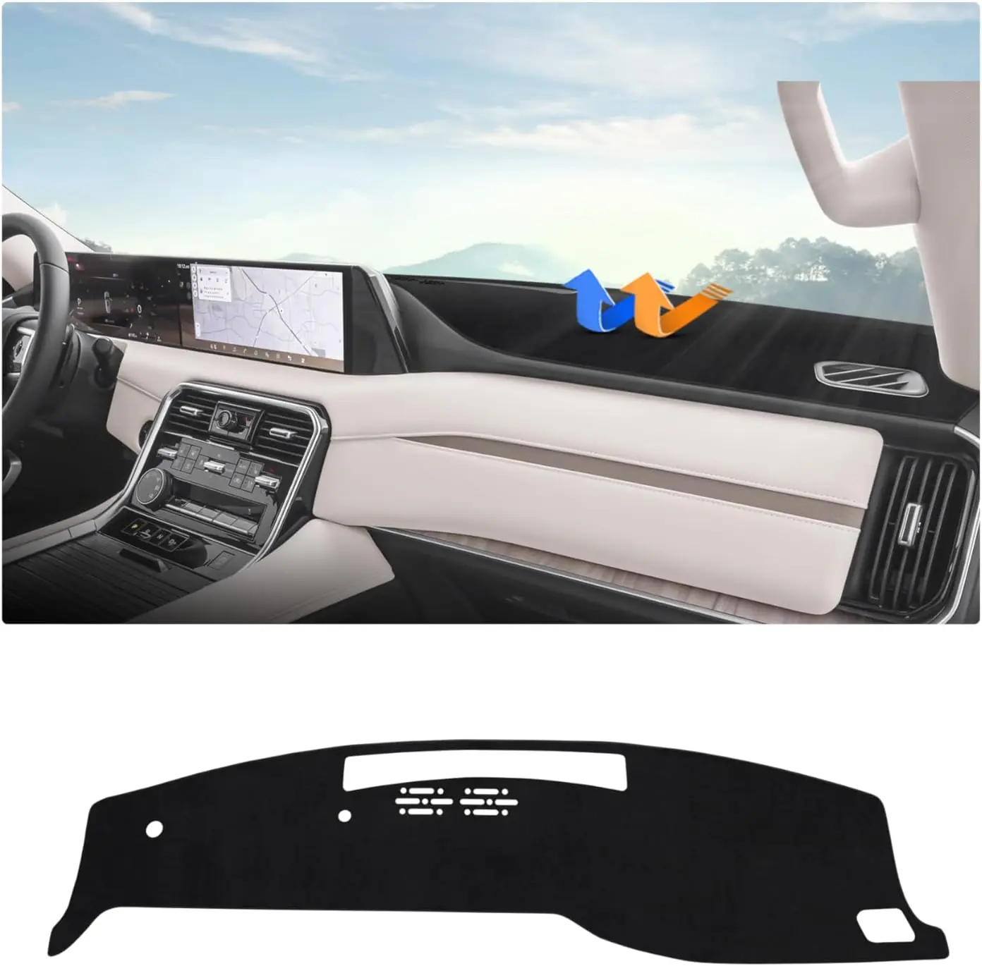 KUST Dashboard Cover Mat for Nissan Armada 2025 2026 Accessories Dash Cover Polyester Dash Mat Sunshade Glare UV Rays Protector(Only fit for 14.3-inch Touchscreen)