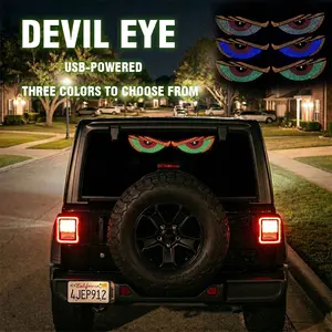 Devil Eyes USB LED Windshield Light 2 Modes Plug & Play Car Truck SUV Window Decor Universal Automotive Accessory Greenish Spring Illuminated Emblem