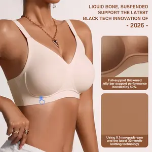 Women's Deep Plunge Push Up Bra Wireless Seamless Convertible Straps Lightly Padded T-shirt Bra 32A-42DD