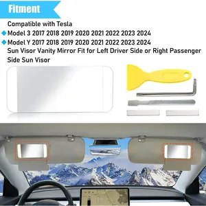Compatible with Tesla Sun Visor Mirror Glass for Model 3/Y 2017-2024, Left Driver/Right Passenger Side Sun Visor Vanity Mirror Glass Replacement for Tesla Model 3/Y Accessories