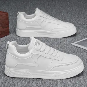 Men's Classic White Trainers Casual Comfortable Insole Lace-up Design PU Upper PVC Sole Suitable for Office Gym and Outdoor Durable Easy to Clean Sneakers Sports Shoes Athletic Footwear