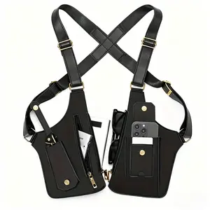 Unisex Armor-Style Genuine & Faux Leather Shoulder Bag - Adjustable Fit, Reinforced Straps, Anti-Theft, Hidden Underarm Strap Wallet for Sports, Outdoor Leisure