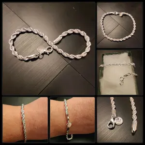 Amazing 925 Sterling Silver Rope Chain Bracelet